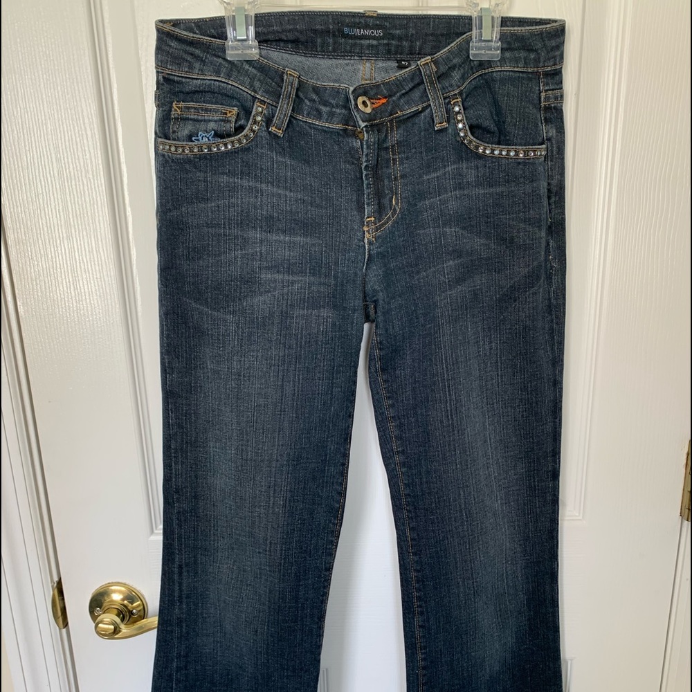 BLUJEANIOUS Rhinestone Blue Jeans EUC